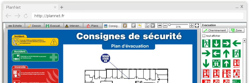 plan d'évacuation d'immeuble